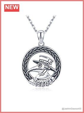 925 Sterling Silver Plague Doctor Pendant Necklace Steampunk Gothic Halloween